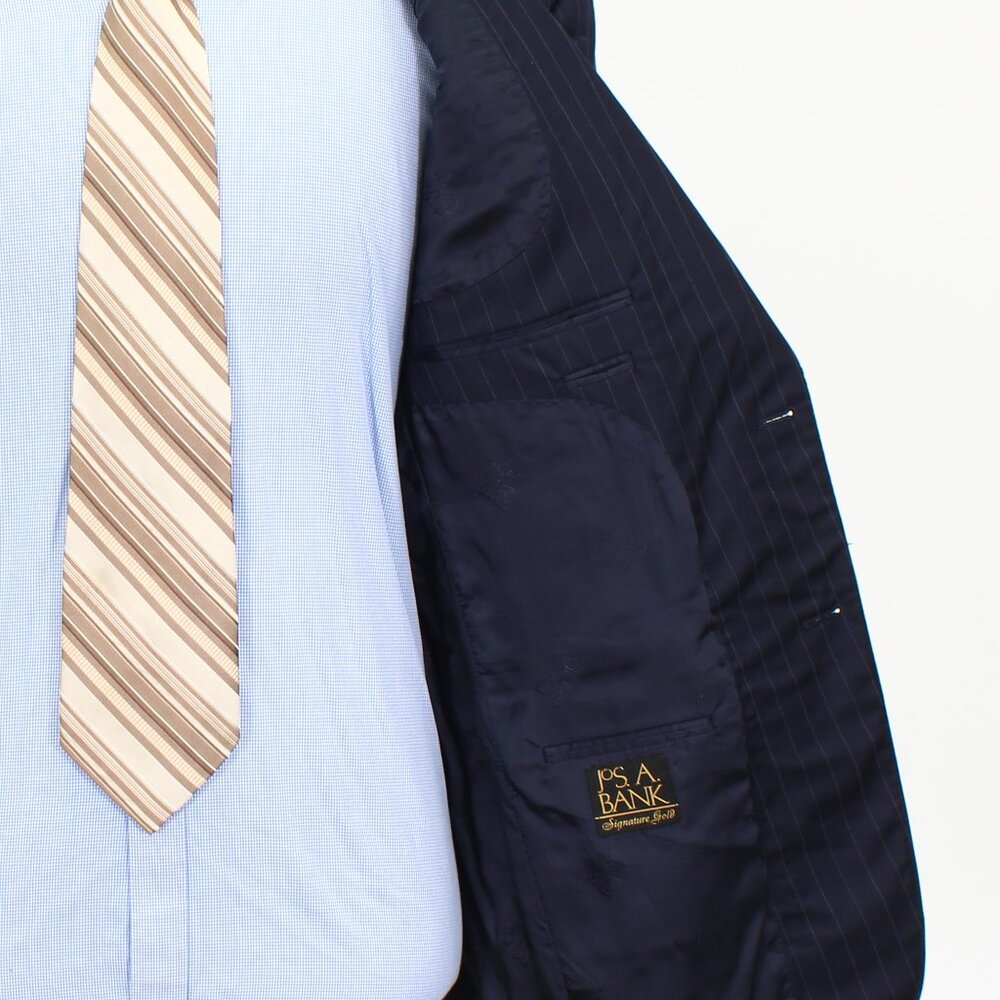 Jos. A. Bank 42R 36x31 Navy Striped Wool 2-Button Full Suit R437 - Picture 11 of 15
